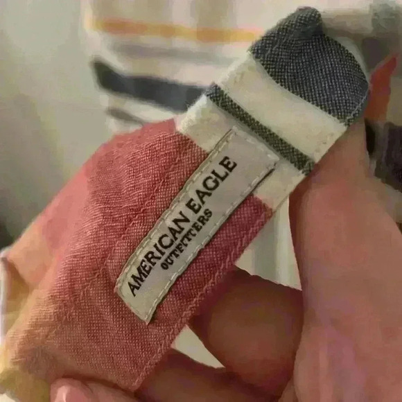 American Eagle Men’s Seriously Soft Striped Button up shirt size XL 100% Cotton - Picture 8 of 9